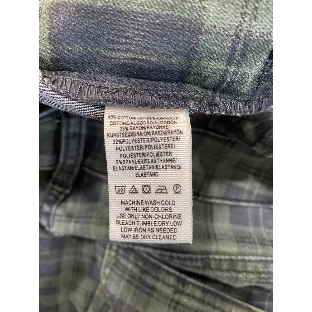 Free People Overalls Womens W 27 Green Plaid Denim Zip Pocket Utility Cropped - Picture 12 of 13
